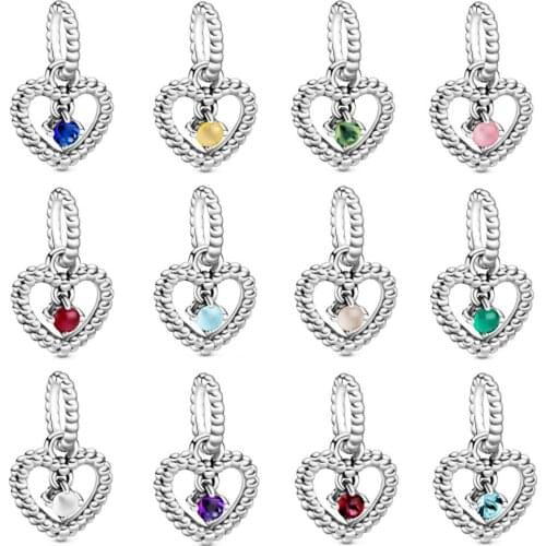 High Quality Original 925 Sterling Silver Charm VALENTINE 'S 2020 MY TRUE COLOURS BIRTHSTONE COLLECTION Each Month of The Year