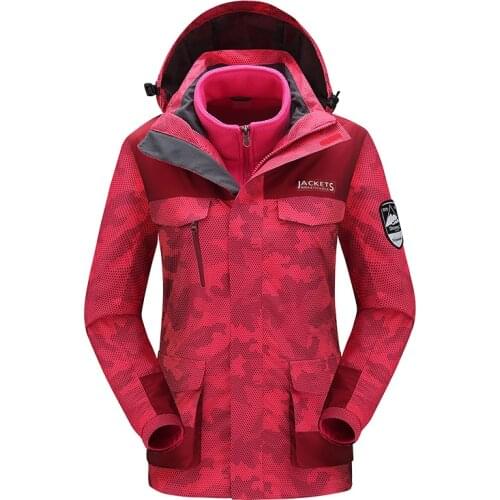 2019 Womens Winter 2 Pcs Inside Fleece Jackets Outdoor Sport Waterproof Thermal Hiking Ski Mountain Climbing Windbreaker Coats M-4XL