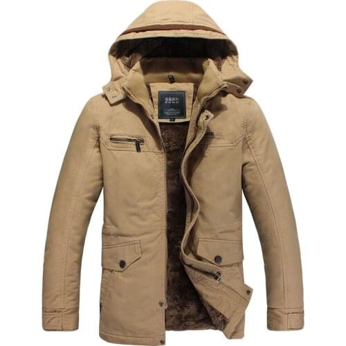 Thintenda Winter Jacket Men Thick Warm Parka Coat Hooded Collar Detachable Hat Fleece Liner Mens Winter Parkas Coat Male Clothes