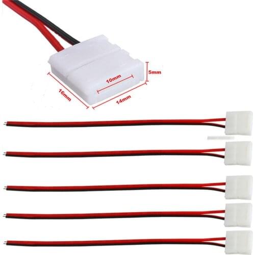 10Pcs/lot PCB Cable 2 Pin LED Strip Connectors 3528/5050 8mm / 10mm Width PCB Ribbon Adapter Single Color