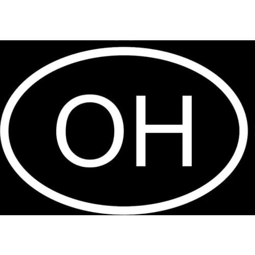 14.5CM*9.7CM OH OHIO COUNTRY CODE OVAL VINYL DECAL CAR STICKER Black Silver C10-01269