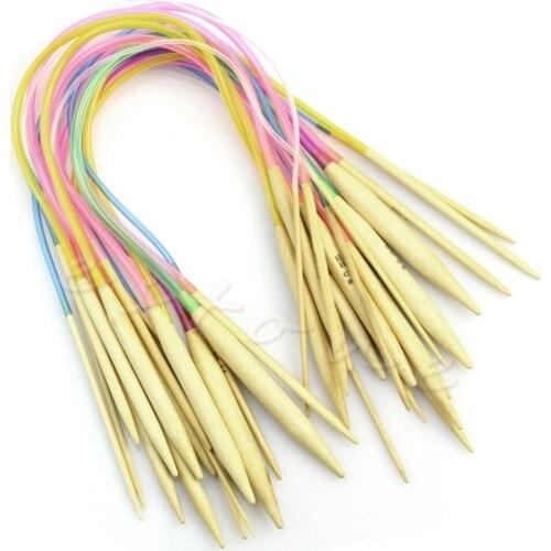 18pcs 16" 40cm Multicolor Tube Circular Bamboo Knitting Needles New
