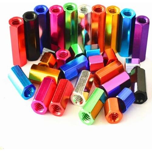 2pcs M4 50mm-60mm long color aluminum alloy outer hexagon lengthen hand nuts column pass hole external hex camera adjustment nut