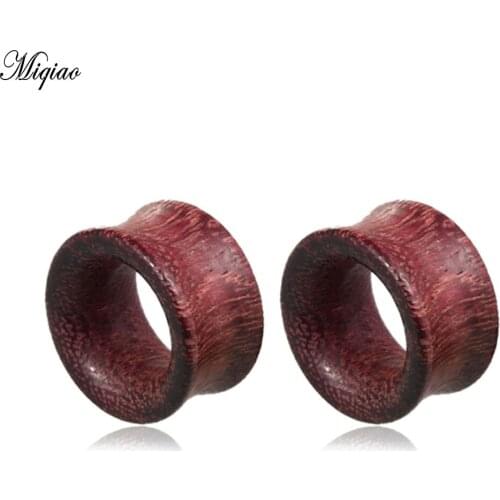 Miqiao 2pc Hollow Tunnel Plug Geometric Wood Ear Plug Piercing Body Jewelry Ear Expander Hot Sale 8-25mm