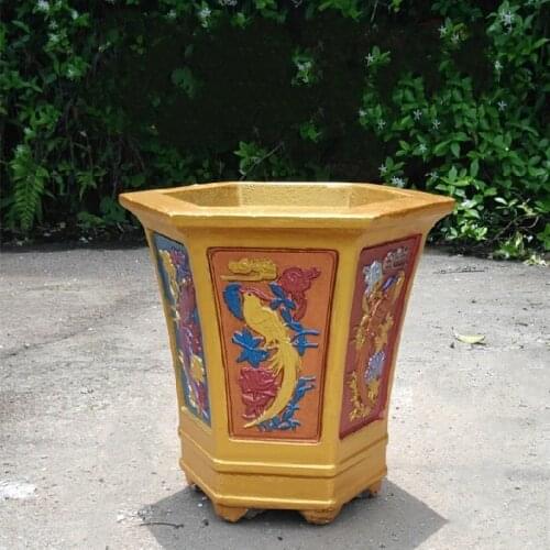 28cm/11.02in Chinese Good Quality Plastic Hexagonal Bonsai Home Gardening Bird Rose Cement Indoors &Outdoors Succulent Pot Mold