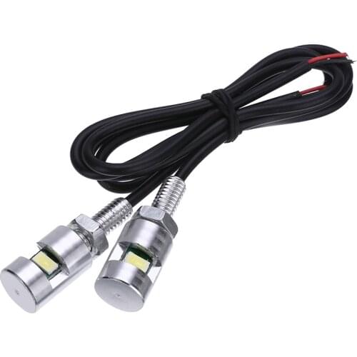 2X Chrome Motorcycle Left/Right License Plate Bolt Light Bulb 12V Car Motor White SMD LED Number Plate Screw Bolt Lamp