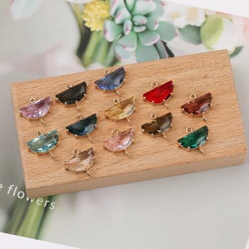 HAOSAW 6Pcs 14*16MM Jewelry Accessories/DIY/Semicircle Shapes/Connector/Crystal Charms/Hand Made/Earrings Findings & Components