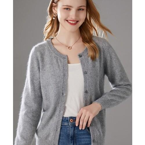 BELIARST 2021 Autumn And Winter New Arrival Womens Round Neck Thick Sweater Plush Mink Cashmere Cardigan Jacket