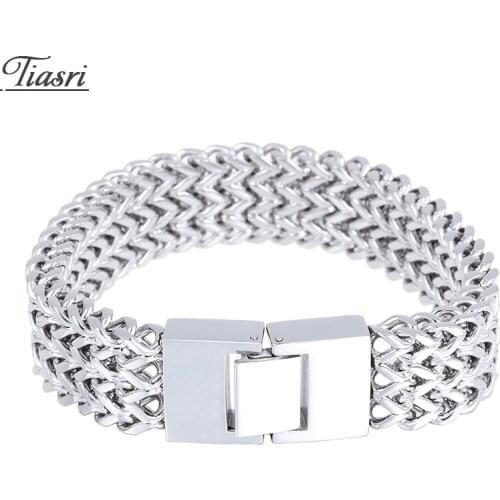 Tiasri Biker Stainless Steel 3 Row Figaro Chain Bracelet Men Hip-hop Jewelry Gothic Gift Waterproof Fashion Accessories 18mm