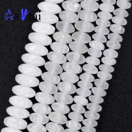 Natural Stone Matte White Snow Cracked Crystal Abacus Beads For Jewelry Making Round Loose Spacer Beads DIY Bracelet Accessories