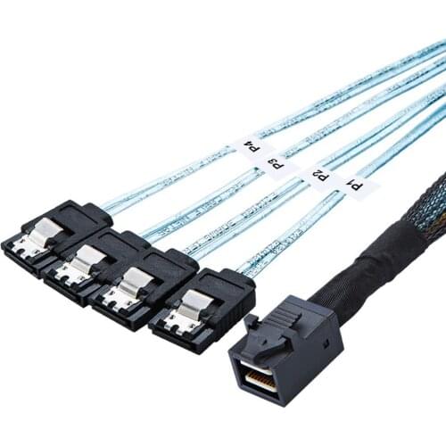 EB-LINK Internal Mini SAS SFF-8643 To 4 SATA Cable High-Density HD SATA data Cable Up to 6Gpbs Connectors