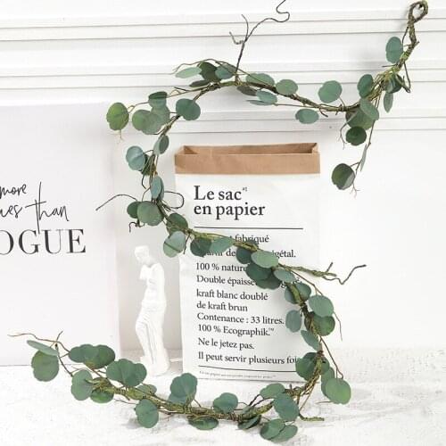 Artificial Green Rattan Grande New Eucalyptus Money Leaf Rattan Diy Wedding Arch ArrangementFake Leaves Plant Wedding Decoration