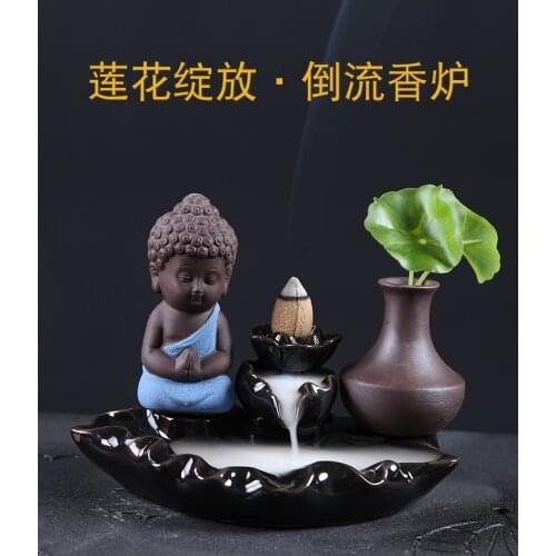 Boutique ceramic retort incense burner sandalwood stove fragrant fragrant Road line fragrant incense lotus leaf holder