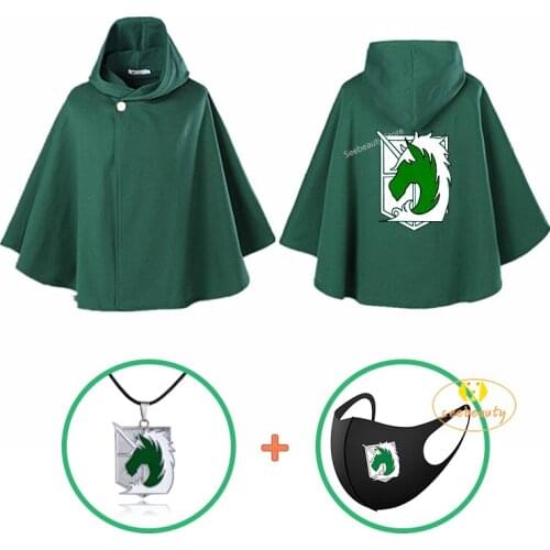 3 PCS Attack on Titan Military Police Brigade Anime Cloak Necklace Shingeki No Kyojin Hitch Dreyse Annie Cosplay Costume Cape