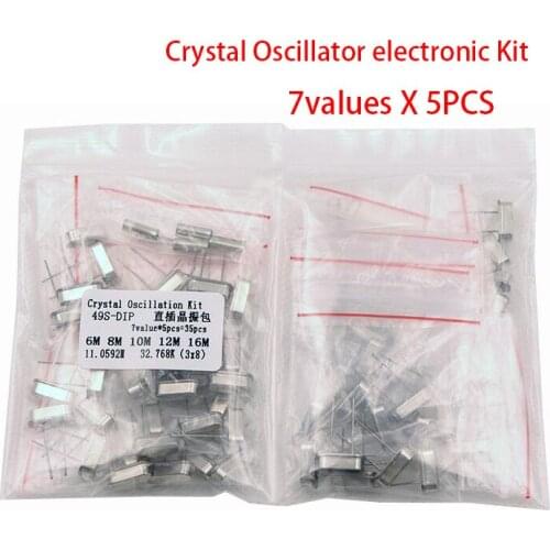 Hc-49s DIP Crystal Oscillator electronic Kit resonator ceramic quartz resonator 7values X 5PCS 32.768K 6 8 10 12 11.0592 16MHZ