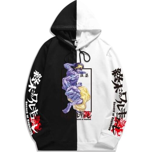 2021 hot Japanese Anime Record of Ragnarok autumn new pattern fashion trend splicing printing Men hooded sweatshirt