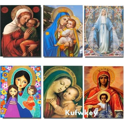 Virgin and child diamond painting cross stitch 5d square diamond embroidery icon portrait picture diamond mosaic religious gifts