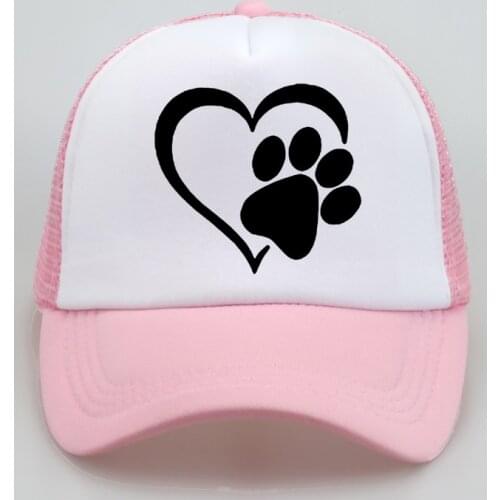 Fashion love heart cat paw Print Women Baseball Cap Cotton Casual Funny cap Women Men Hip Hop Snapback Caps