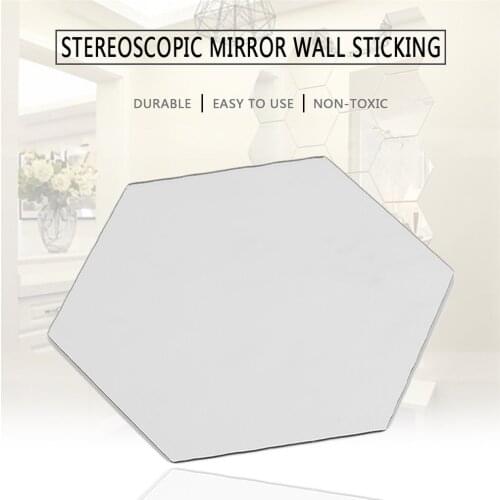 New 3D Green Crystal Mirror Fashion Wall Stickers Wall Decoration Three-Dimensional Hexagonal Honeycomb