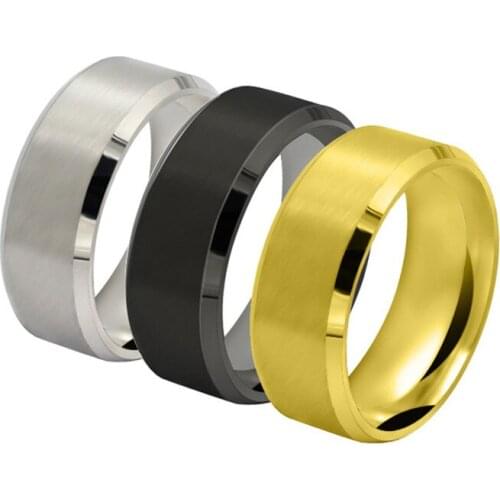 5PCS Basic 8mm Mens Wedding Ring Blank for Logo Matte Finish Beveled Polished Edge Comfort Fit Stainless Steel Flat Band Women