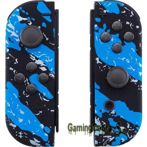 Soft Touch Grip Blue Coating Splash Patterned Housing Shell Cover with Full Set Buttons for Nintendo Switch Joy-Con Controller