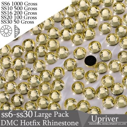 Upriver Wholesale Large Pack Bulk Packing Flatback SS6 SS10 SS16 SS20 SS30 Jonquil Iron On Hotfix Rhinestones
