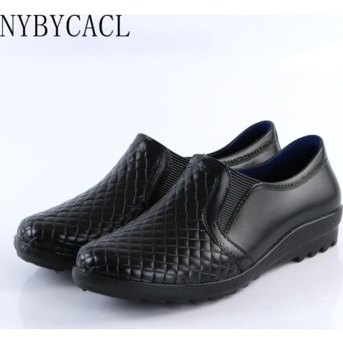 Fall Imitation Leather Rain Boots Waterproof Water Shoes Man Wellies Comfortable Non-Slip Hard-Wearing Rainboots Rubber galoshes