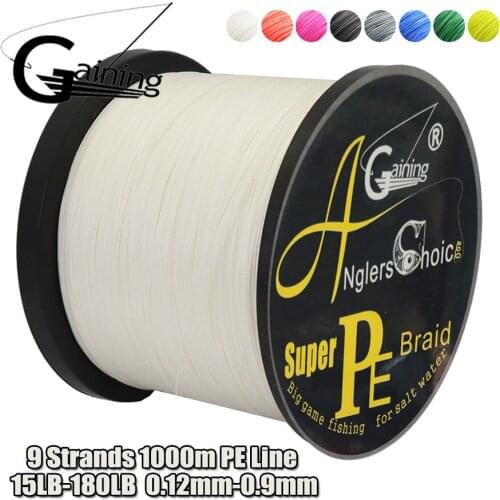 1000M 9 Strands Super 8 Colors PE Braided Fishing Line Strong Strength Fish Line 15LB-180LB for Carp Fishing