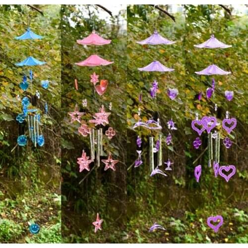 1PC 4 Styles Heart-shaped Amethyst Wind Chimes Love Bells for Birthday Gifts Windchimes Japanese Pastoral EKN 049