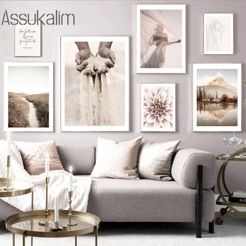 Natural Scenery Wall Print Flower Canvas Poster Mountain Lake Posters Nordic Quotes Prints Fashion Girls Art Pictures Home Decor