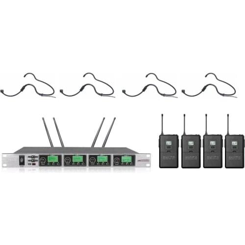 Professional 4 Channels uhf Headset Stage wireless microphone system