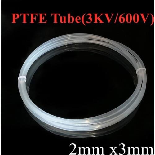 PTFE Tube ID 2mm x 3mm OD F46 Insulated Capillary Heat Protect Transmit Hose Rigid Pipe Temperature Corrosion Resistance 600V