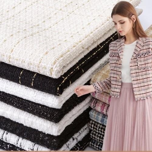 Woolen tweed fabric Lady style fiber plaid woven tweed fabric DIY coat clothing dress Handmade sewing quilting Autumn winter
