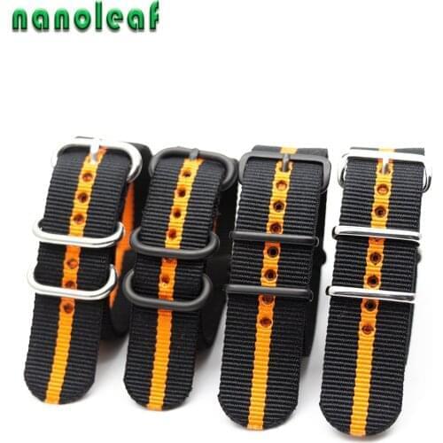 Replacement Wristband Advanced Watch Black-Orange Striped Strap Adjustable Premium Nylon Band 18/20/22/24MM Watch Accessoriss