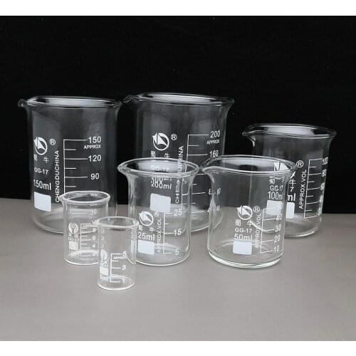 1Piece 5ml To 200ml Lab Borosilicate Glass Beaker Heat-resist Scaled Measuring Cup Laboratory Equipment