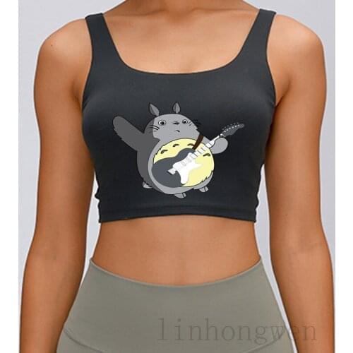 Totoro Playing Guitar Tank Top Loose Outfit Summer Building O-Neck Outfit Personalized Tops Tee Vest