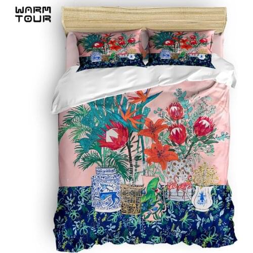 WARMTOUR Duvet Cover The Domesticated Jungle - Floral Still Life Duvet Cover Set 4 Piece Bedding Set For Beds