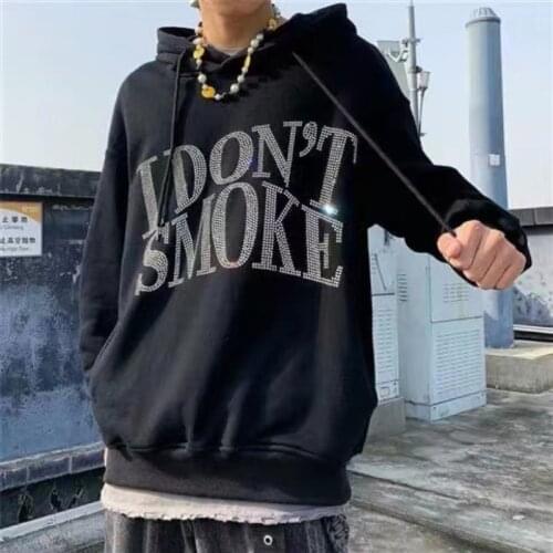 Gothic letters hot drilling womens hoodie 2021 new Y2K street fashion brand sweatshirt oversized loose casual hoodie top women