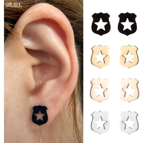 Black Stainless Steel Star Earrings for Women Men 2021 Trendy Small Stud Earrings Star Jewelry Accessories Gifts Wholesale
