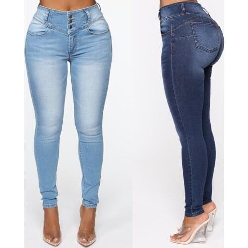 Women High Waisted Skinny Jeans Stretch Slim Fit Denim Pencil Pants Mujer Sexy Push UP Jean Trousers Button Fly Feminina Jeans