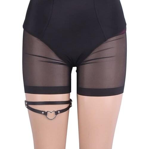 Women Elasticity Heart Leather Harness Tight Suspender Punk Strap Leg Ring Garter Bondage Belt Female Garter Belt goth harness