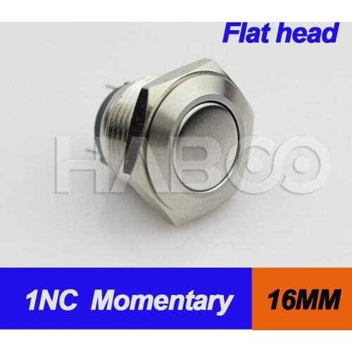 1pcs shipping free metal switch momentary 1NC flat head IP66 IK09 protection electrical switch