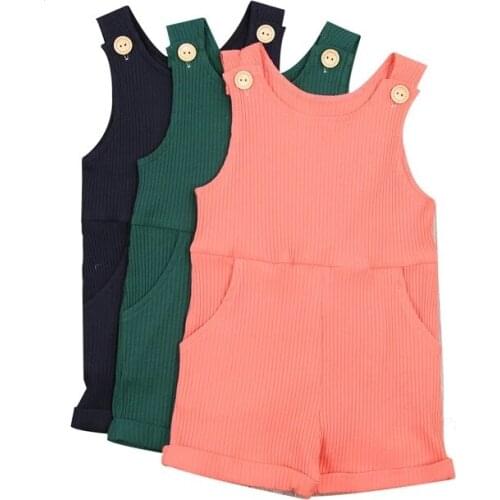 2021 Baby Summer Clothing Newborn Toddler Sleeveless Ribbed Solid Romper, Unisex Baby Boys Girls Short Jumpsuit Outfits Clothes