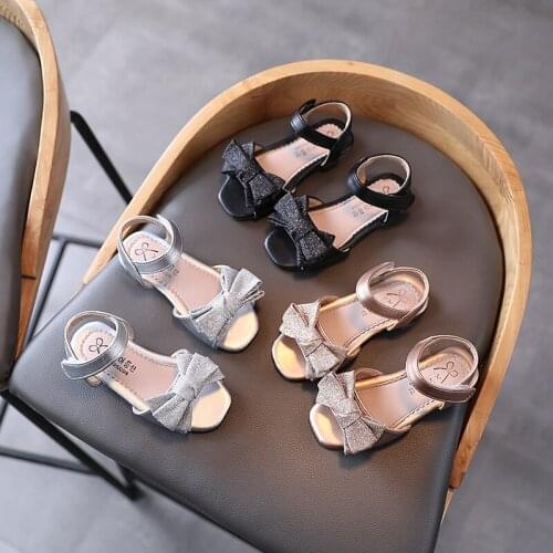 2021 spring summer new girls sandals female baby bow princess shoes little girls open-toe non-slip sandals slippers size 21-30