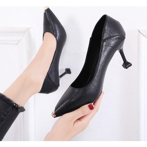 3/5/7cm Heels Escarpins Pointed Shoes for Girls Women Wedding Pumps Leather Shoes Woman Heels Fashion Ladies Party Shoes Femme