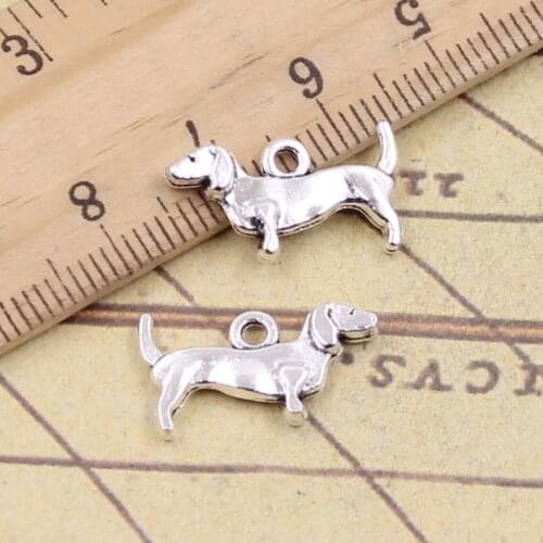 40pcs Charms Dog 10x18mm Antique Silver Pendants Making DIY Handmade Tibetan Silver Finding Jewelry For Bracelet
