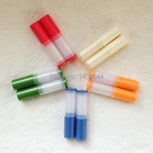 50 pieces/lot) 4g Empty lip balm containers empty cosmetic containers Lipstick containers with 4 colors Plastic lip balm tubes