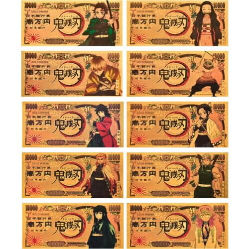 Anime Demon Slayer Cosplay Porps Commemorative Banknotes Cartoon Kamado Tanjirou Nezuko Hashibira Inosuke Facny Gift
