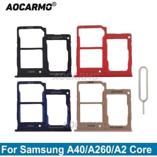 Aocarmo For Samsung Galaxy A40 / A260 / A2 Core Sim Card Tray MicroSD Holder Slot Replacement Part
