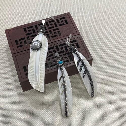 Diamond Shell Pendant Feather Shaped Lady Necklace Bracelet Earrings Jewelry Accessories Wholesale DIY Handmade Creative Gift